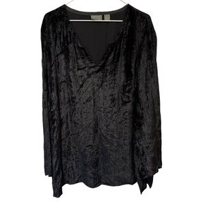 Chicos Womens Vintage Black Velvet Tunic Top XL Whimsigoth Witchy Vamp Grunge‎